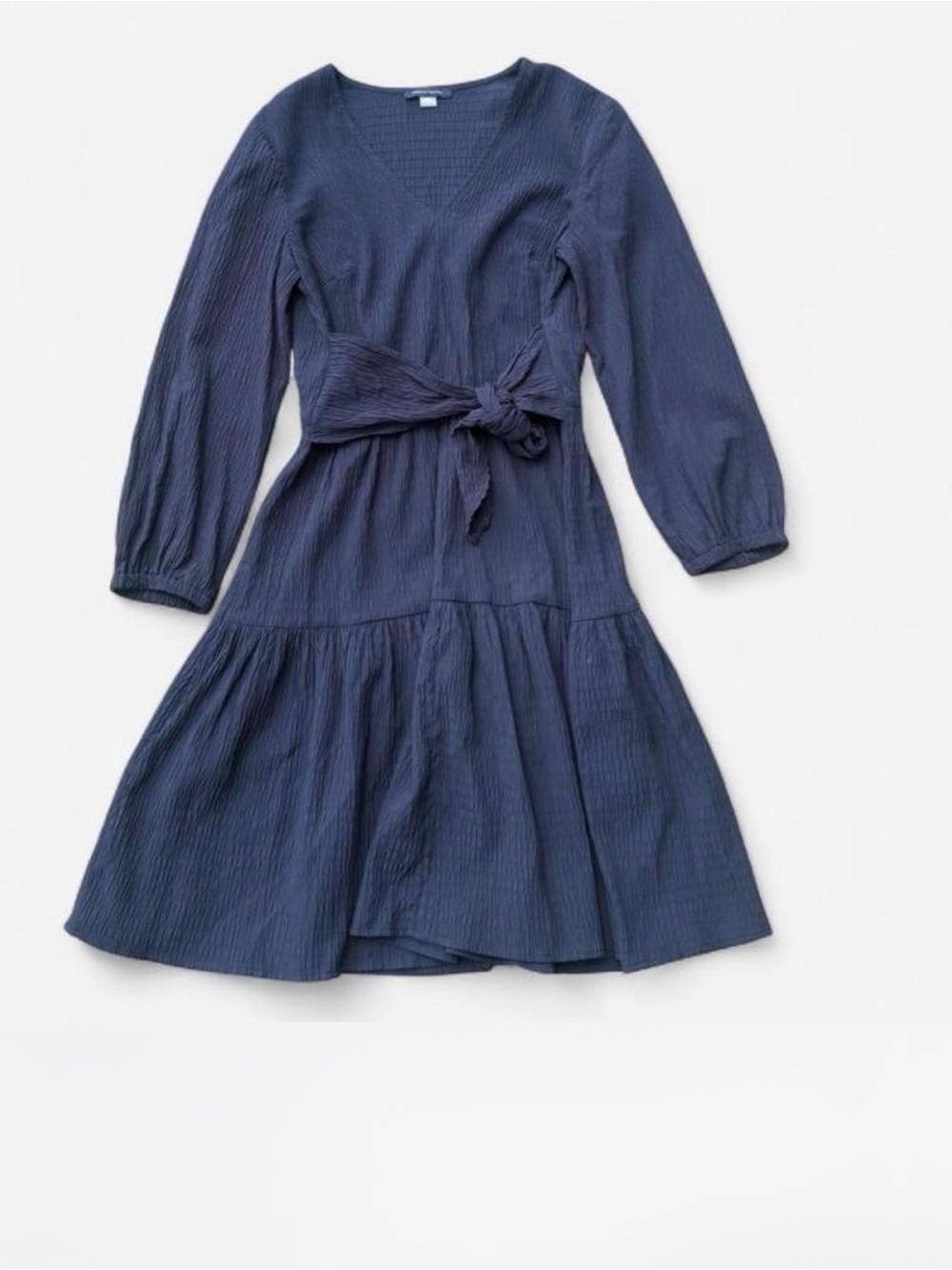 TOMMY HILFIGER Navy Blue Long-Sleeve Tie-Waist Dress